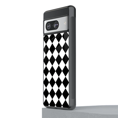 Diamond Check stylish phone case for google pixel 8 | glossy glass and slim fit