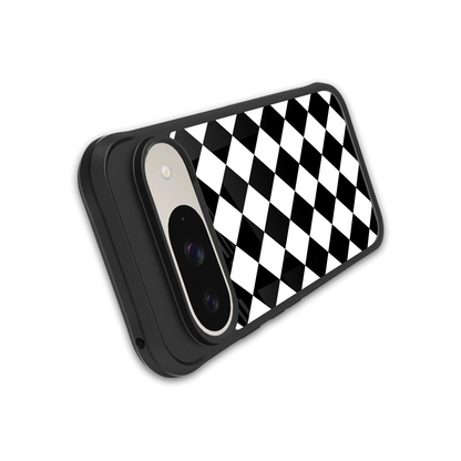 Diamond Check stylish phone case for google pixel 9 | glossy glass and slim fit