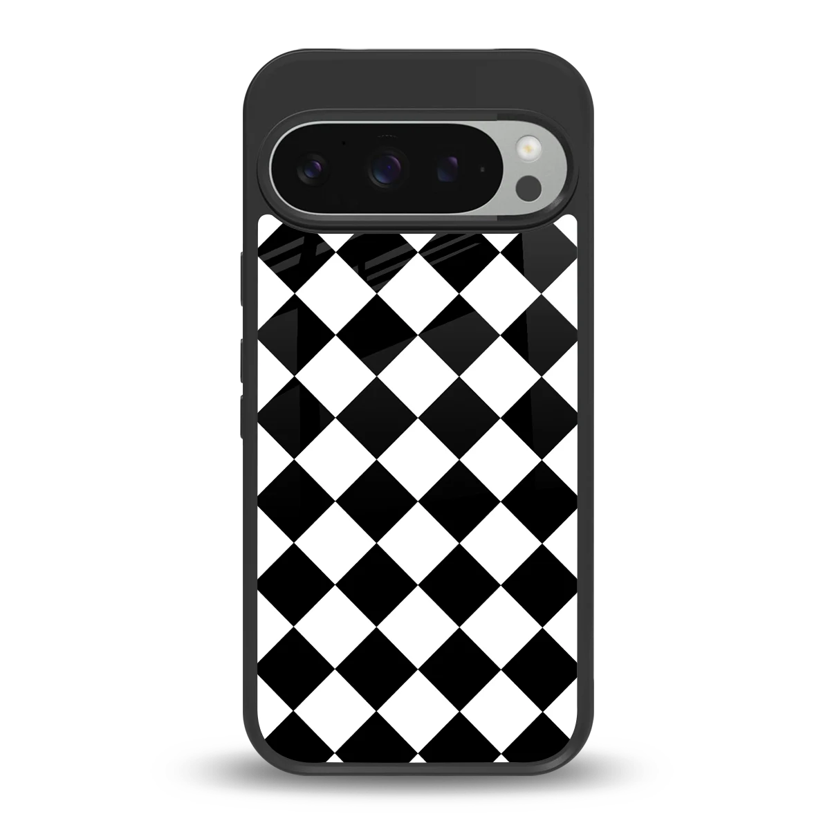 Diamond Check back phone cover | glass case for google pixel 9 pro xl