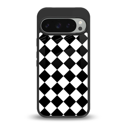 Diamond Check back phone cover | glass case for google pixel 9 pro xl