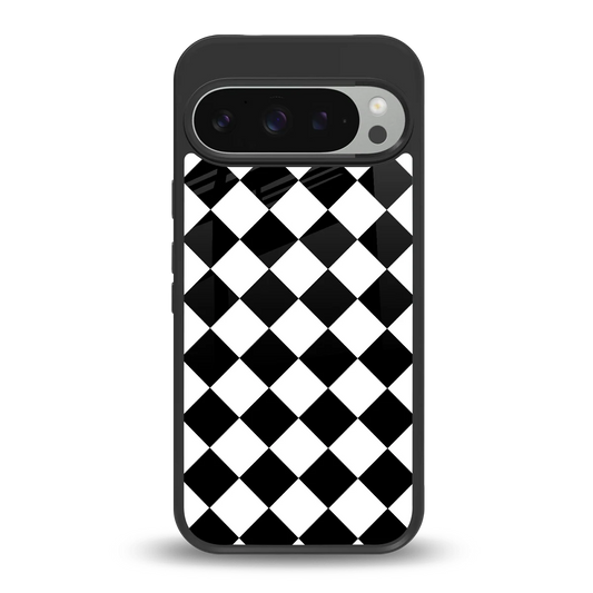Diamond Check back phone cover | glass case for google pixel 9 pro xl