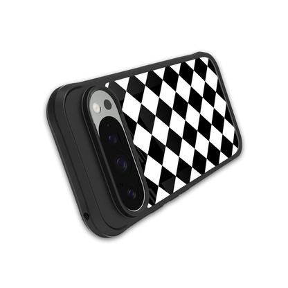Diamond Check stylish phone case for google pixel 9 pro | glossy glass and slim fit