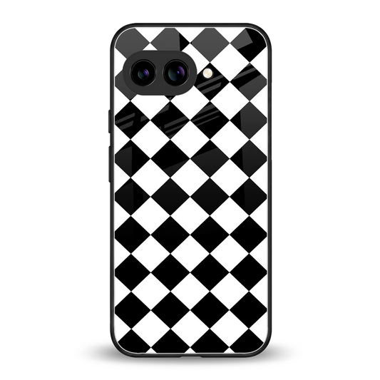 Diamond Check back phone cover | glass case for google pixel 9a