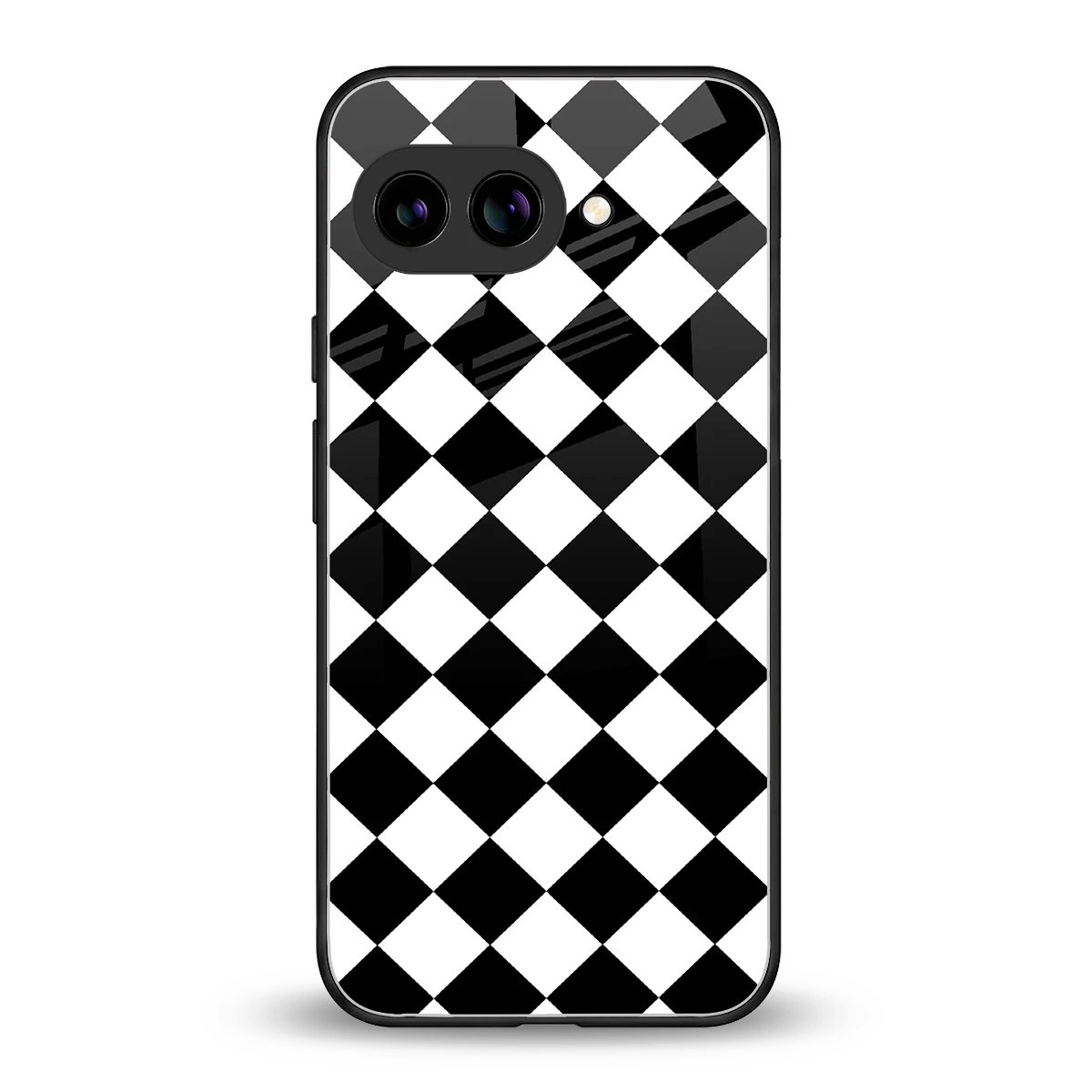 Diamond Check back phone cover | glass case for google pixel 10a