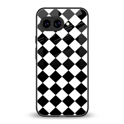 Diamond Check back phone cover | glass case for google pixel 10a