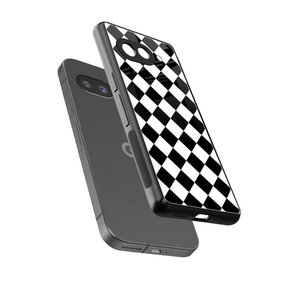Diamond Check sleek google pixel 10a cover with tempered glass back and TPU edges