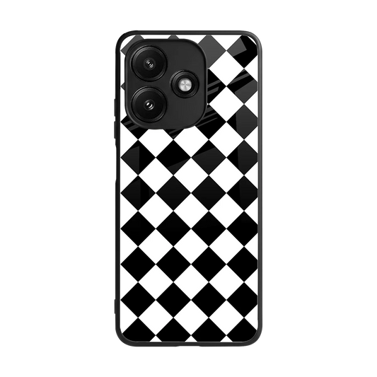Diamond Check back phone cover | glass case for redmi 12 5g