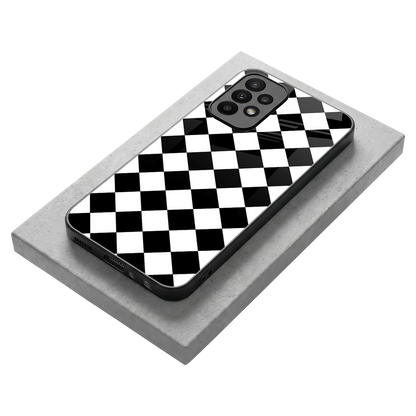 Diamond Check stylish phone case for samsung galaxy a23 | glossy glass and slim fit