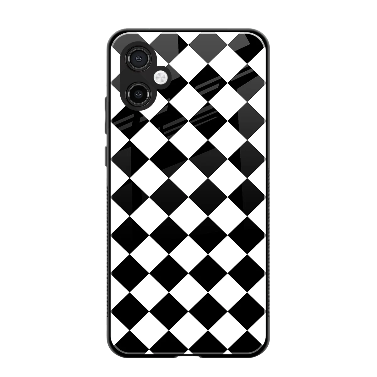 Diamond Check back phone cover | glass case for samsung galaxy a06 5g