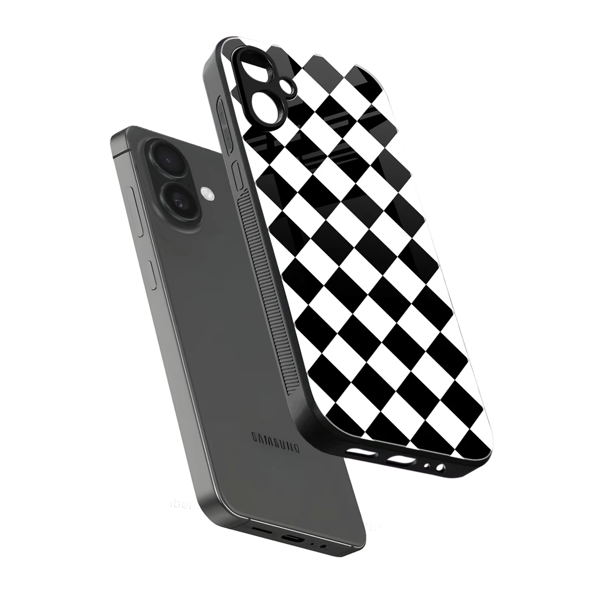 Diamond Check sleek samsung galaxy a06 5g cover with tempered glass back and TPU edges