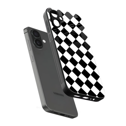 Diamond Check sleek samsung galaxy a06 5g cover with tempered glass back and TPU edges