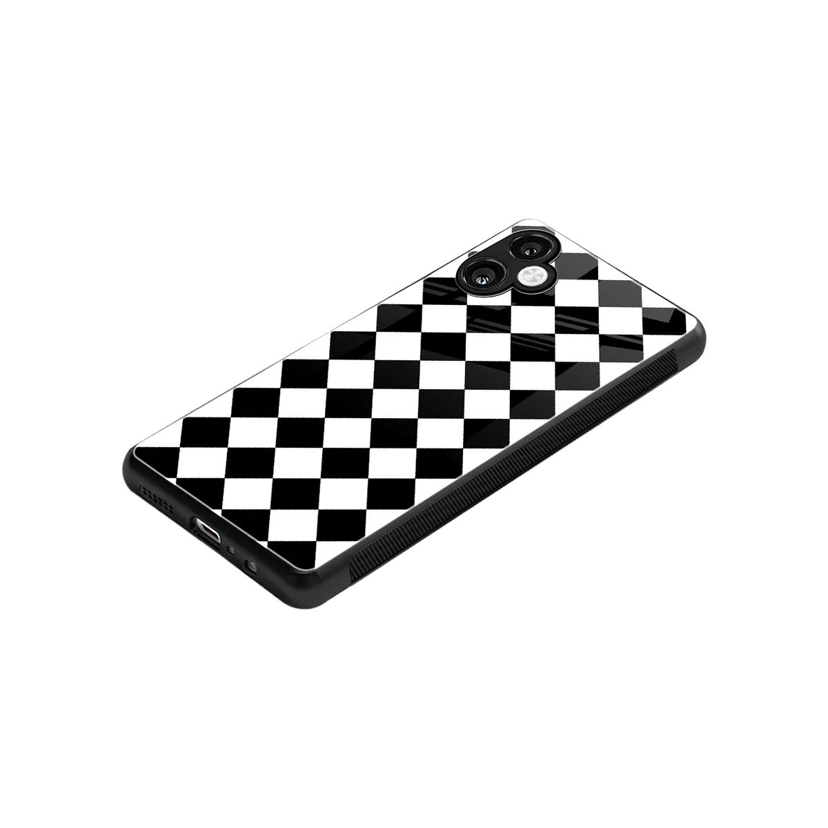 Diamond Check stylish phone case for samsung galaxy a06 5g | glossy glass and slim fit