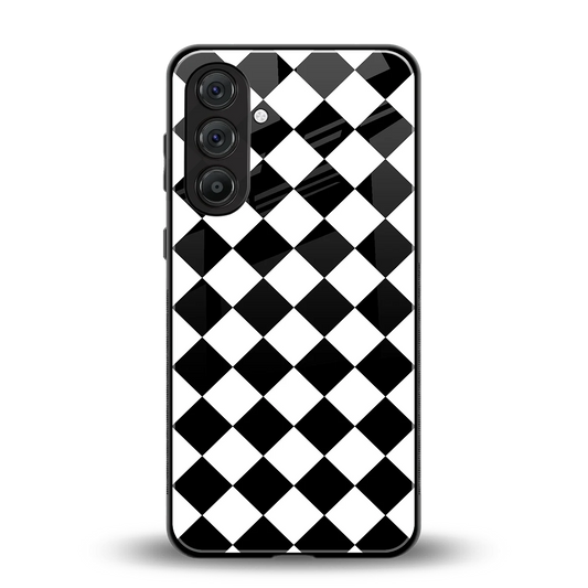 Diamond Check back phone cover | glass case for samsung galaxy m36 5g