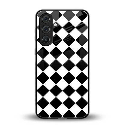 Diamond Check back phone cover | glass case for samsung galaxy a55 5g