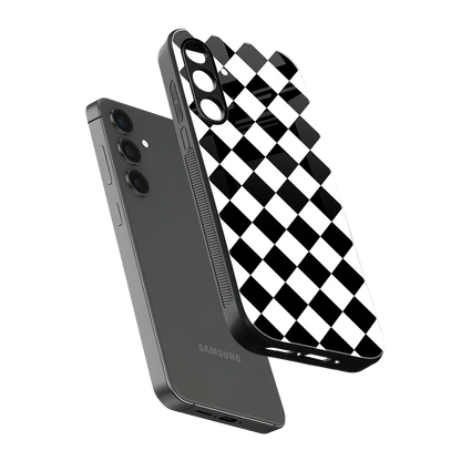 Diamond Check sleek samsung galaxy a55 5g cover with tempered glass back and TPU edges