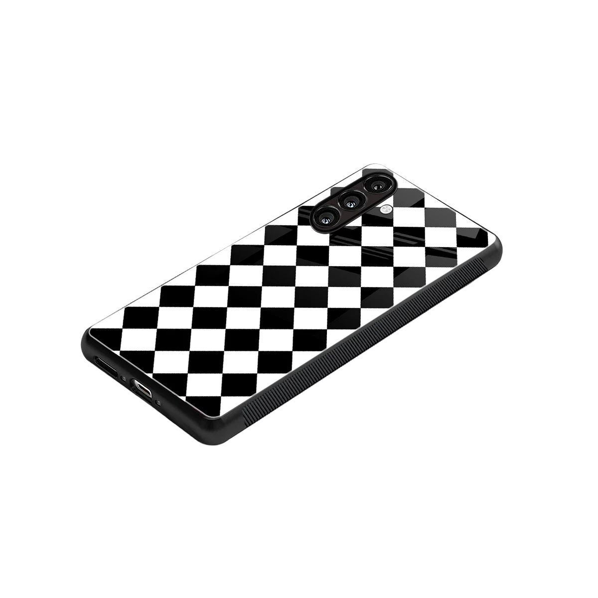 Diamond Check stylish phone case for samsung galaxy a55 5g | glossy glass and slim fit