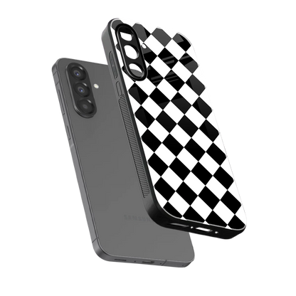 Diamond Check sleek samsung galaxy a17 5g cover with tempered glass back and TPU edges