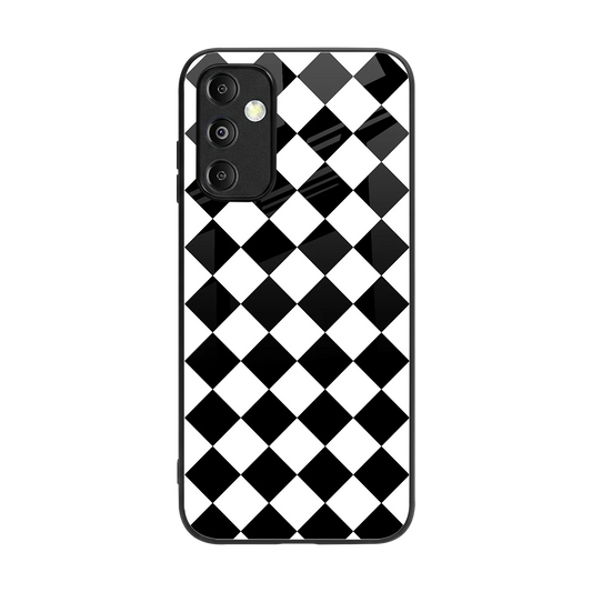 Diamond Check back phone cover | glass case for samsung galaxy m14 5g