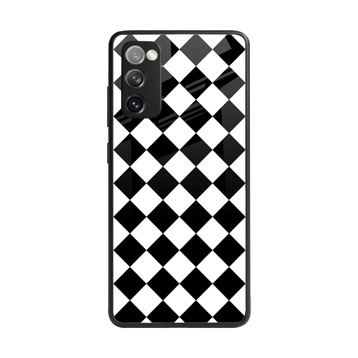 Diamond Check back phone cover | glass case for samsung galaxy s20 fe