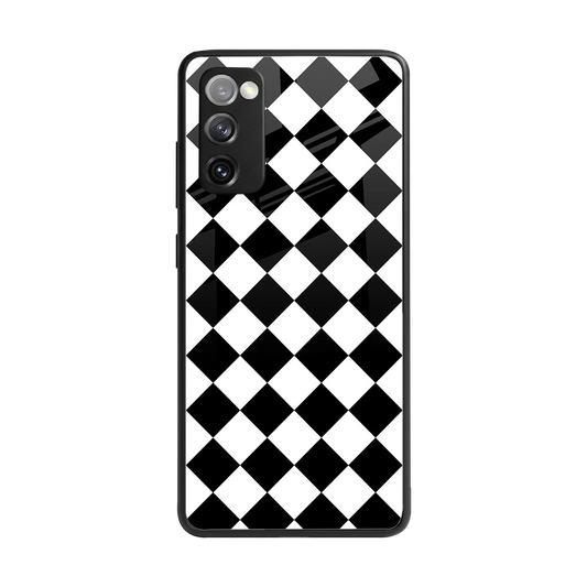 Diamond Check back phone cover | glass case for samsung galaxy s20 fe