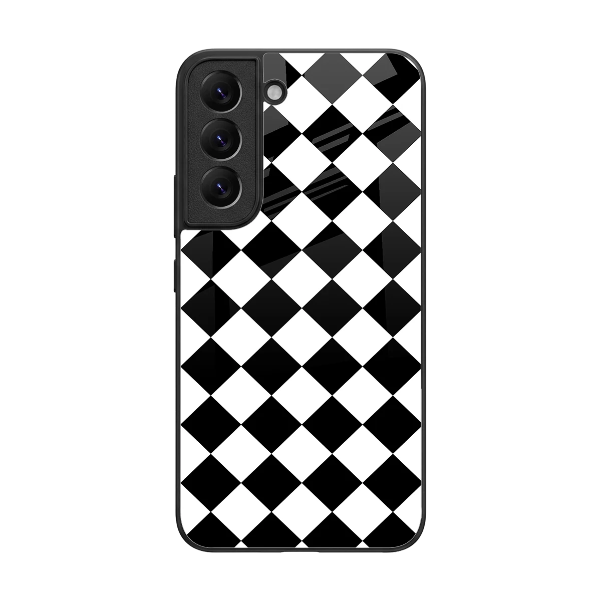 Diamond Check back phone cover | glass case for samsung galaxy s22