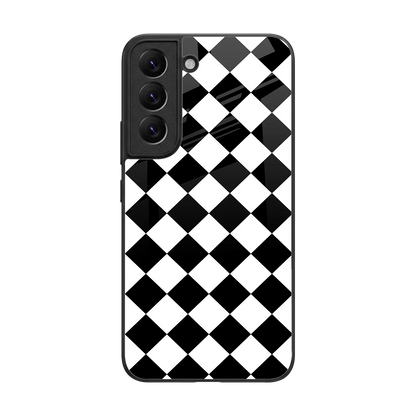 Diamond Check back phone cover | glass case for samsung galaxy s22