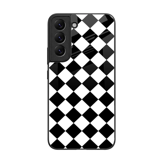 Diamond Check back phone cover | glass case for samsung galaxy s22