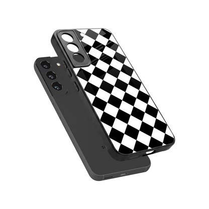 Diamond Check sleek samsung galaxy s22 cover with tempered glass back and TPU edges