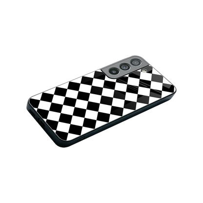 Diamond Check stylish phone case for samsung galaxy s22 | glossy glass and slim fit