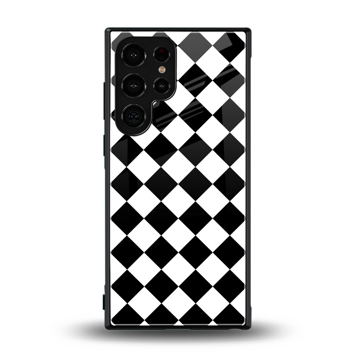 Diamond Check back phone cover | glass case for samsung galaxy s23 ultra