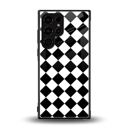 Diamond Check back phone cover | glass case for samsung galaxy s24 ultra