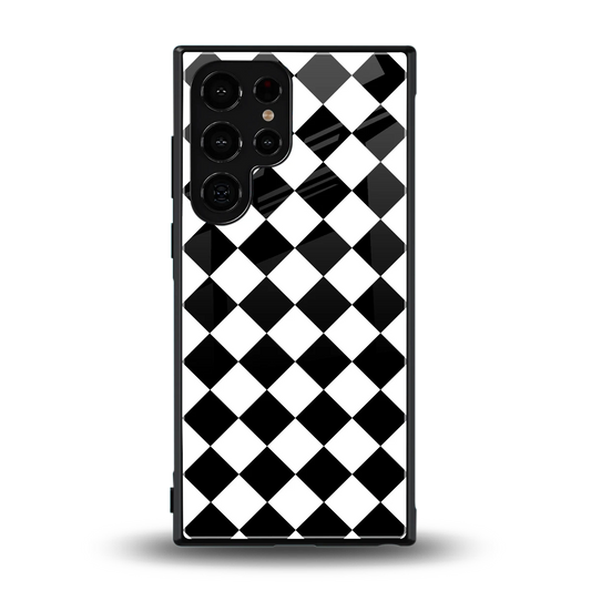 Diamond Check back phone cover | glass case for samsung galaxy s24 ultra