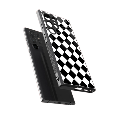 Diamond Check sleek samsung galaxy s23 ultra cover with tempered glass back and TPU edges