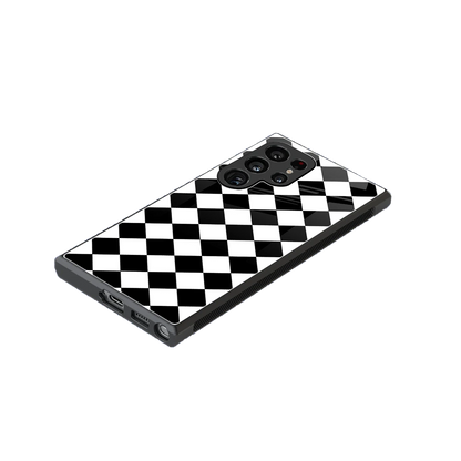 Diamond Check stylish phone case for samsung galaxy s24 ultra | glossy glass and slim fit