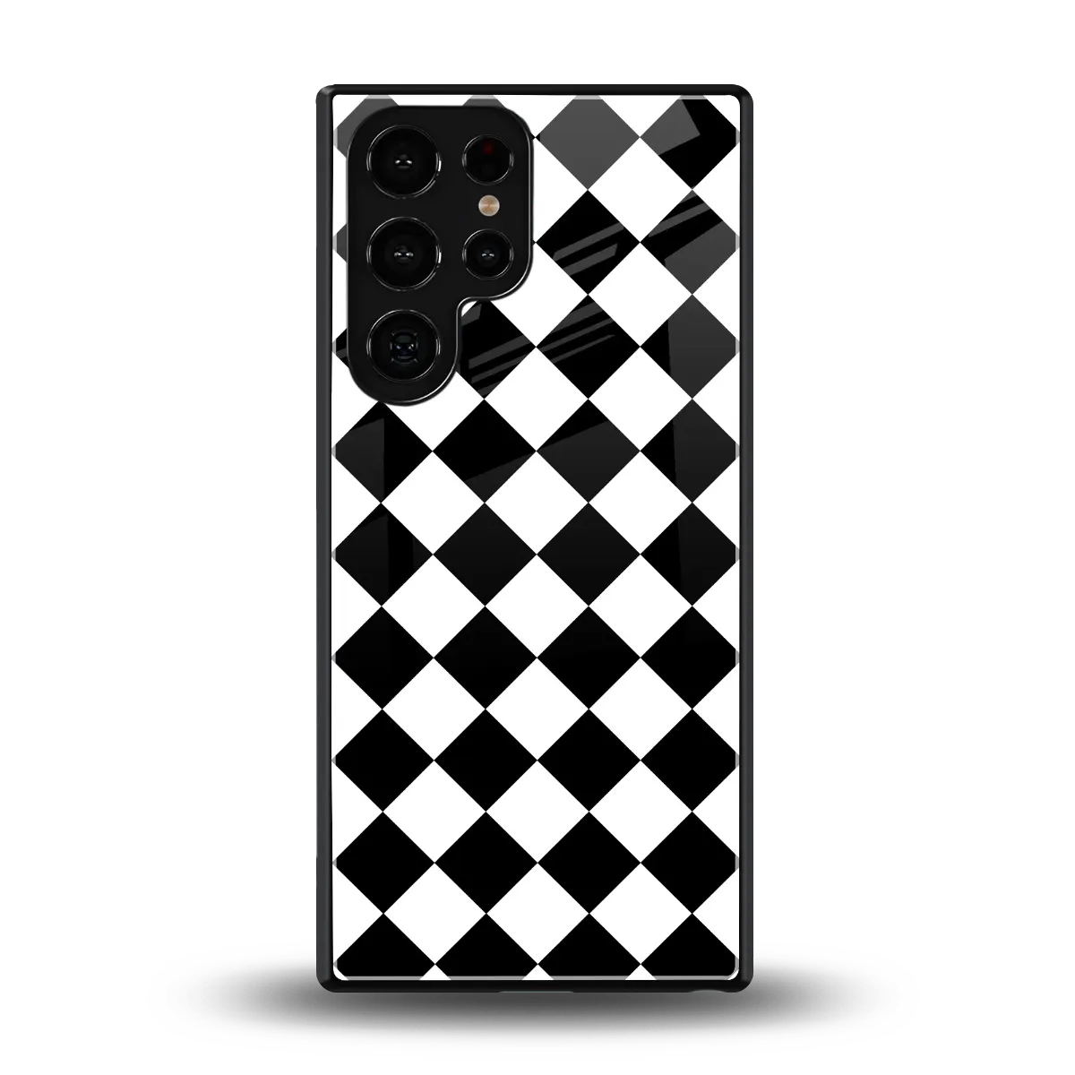 Diamond Check back phone cover | glass case for samsung galaxy s25 ultra