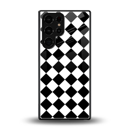 Diamond Check back phone cover | glass case for samsung galaxy s25 ultra