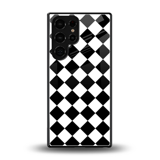 Diamond Check back phone cover | glass case for samsung galaxy s25 ultra