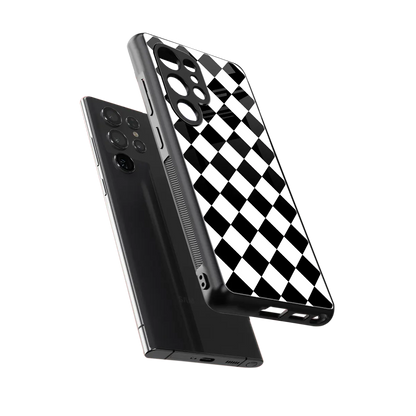 Diamond Check sleek samsung galaxy s25 ultra cover with tempered glass back and TPU edges