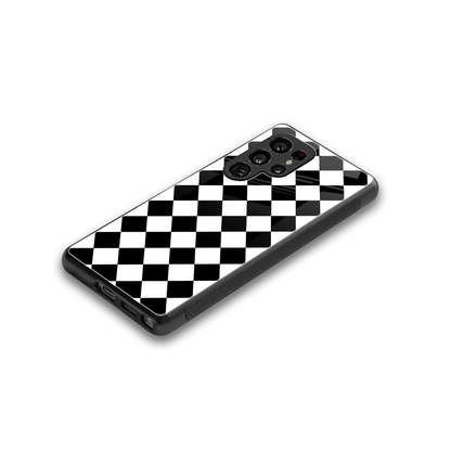 Diamond Check stylish phone case for samsung galaxy s25 ultra | glossy glass and slim fit