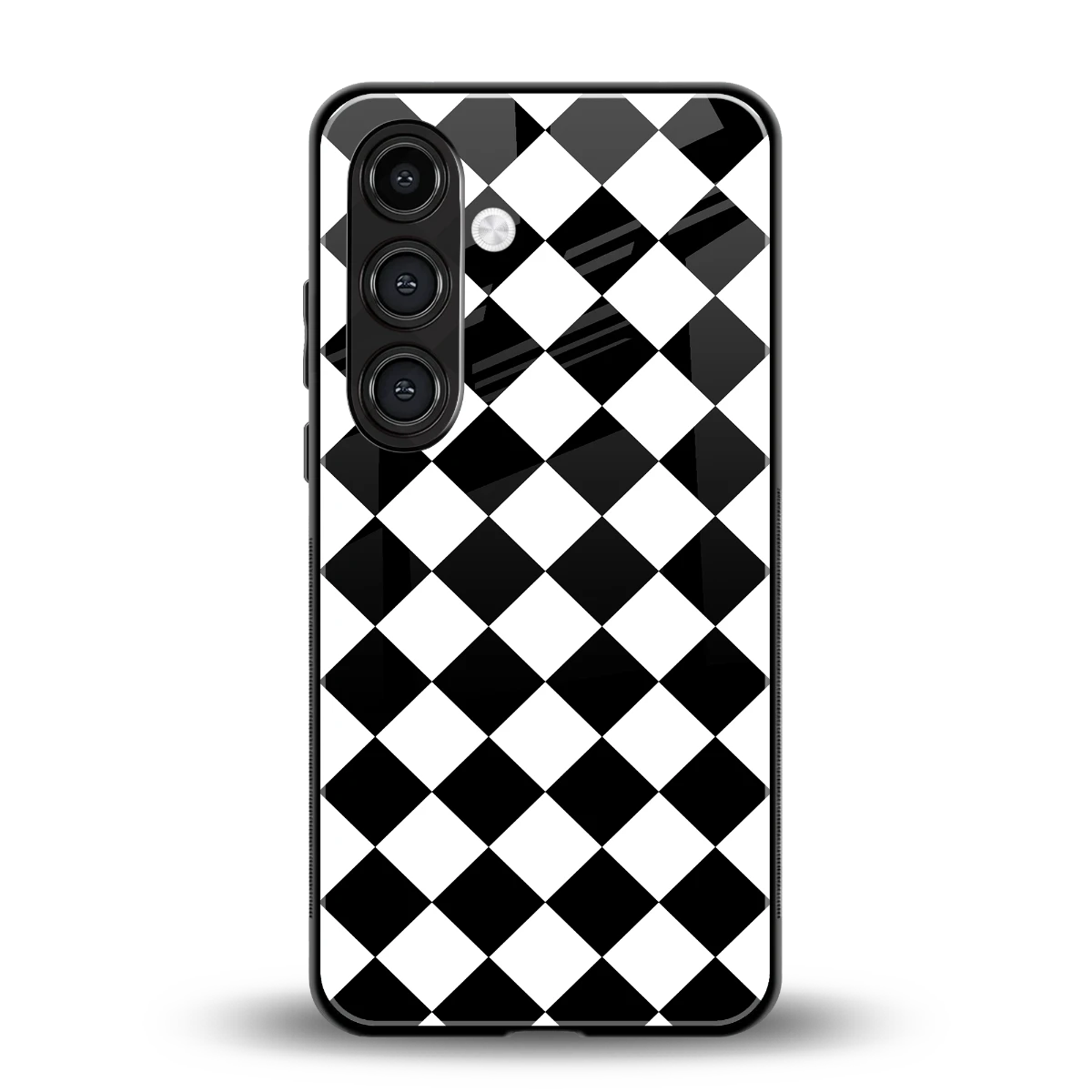 Diamond Check back phone cover | glass case for samsung galaxy s23 fe