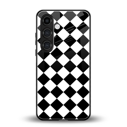 Diamond Check back phone cover | glass case for samsung galaxy s26