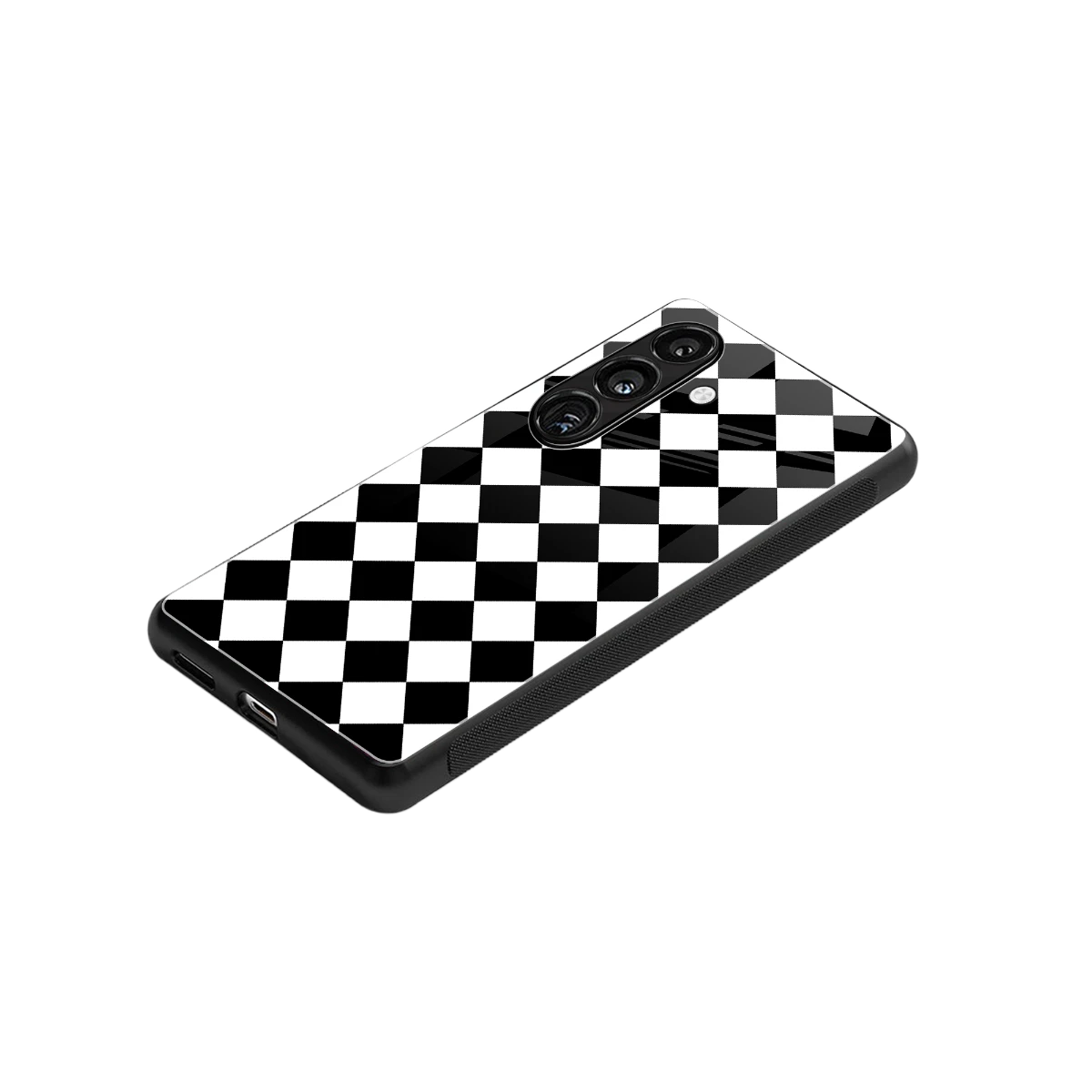 Diamond Check stylish phone case for samsung galaxy s25 | glossy glass and slim fit