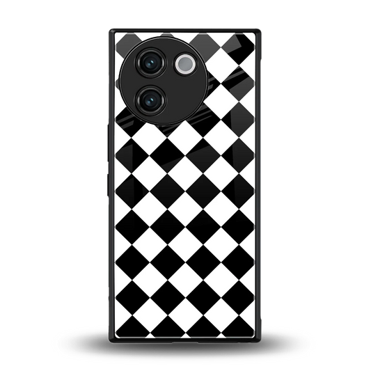 Diamond Check back phone cover | glass case for vivo v30e