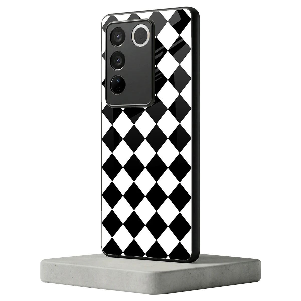 Diamond Check Phone Case for Vivo V27 5G | Glass Case – Boujee