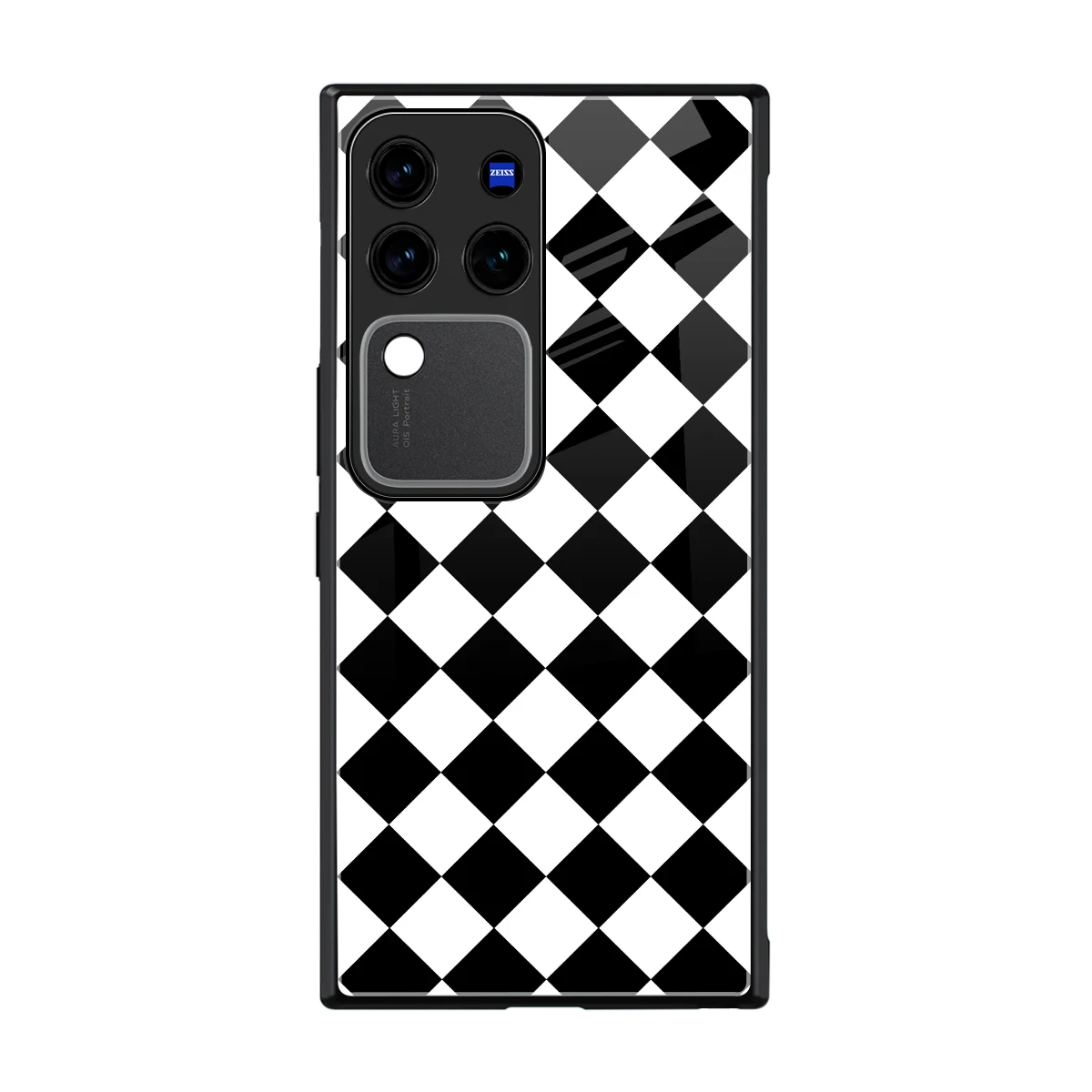 Diamond Check back phone cover | glass case forvivo v30 pro