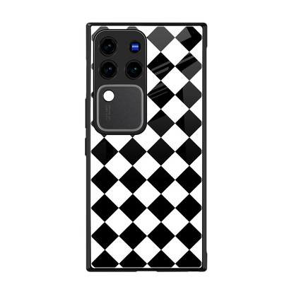 Diamond Check back phone cover | glass case forvivo v30 pro
