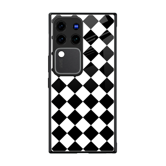Diamond Check back phone cover | glass case forvivo v30 pro
