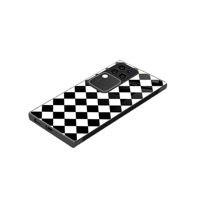 Diamond Check stylish phone case forvivo v30 pro | glossy glass and slim fit