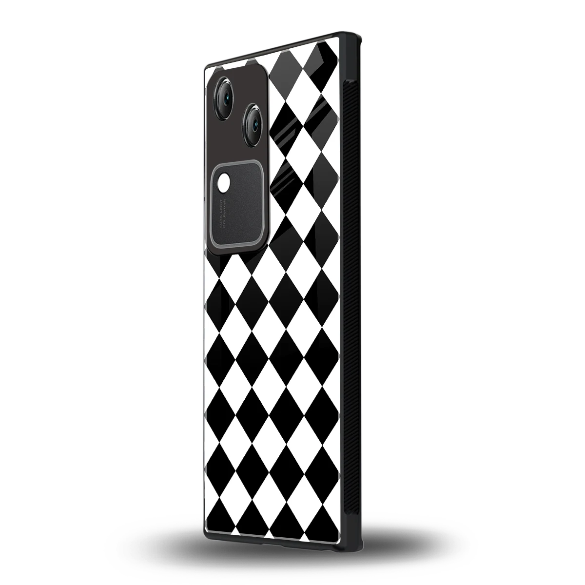 Diamond Check vivo v30 mobile cover | shockproof glass phone case