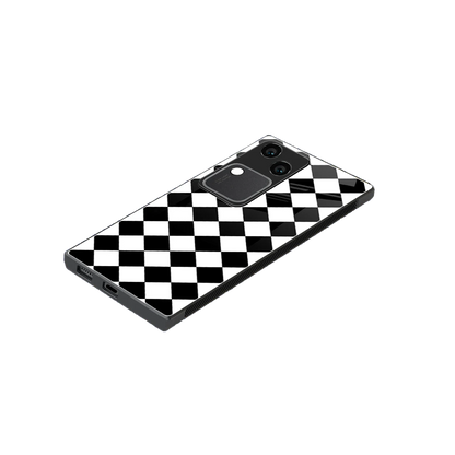 Diamond Check stylish phone case for vivo v30 | glossy glass and slim fit